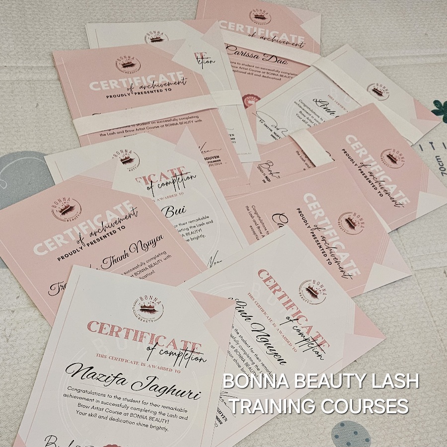 Lash Training Course certificates 07 2024 Academy Training | Auburn | Bankstown training course